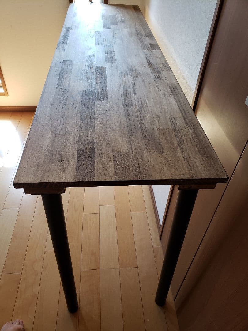 180 ロングカウンターテーブル　ワックス仕上げ　アンティーク　木目調　無垢材