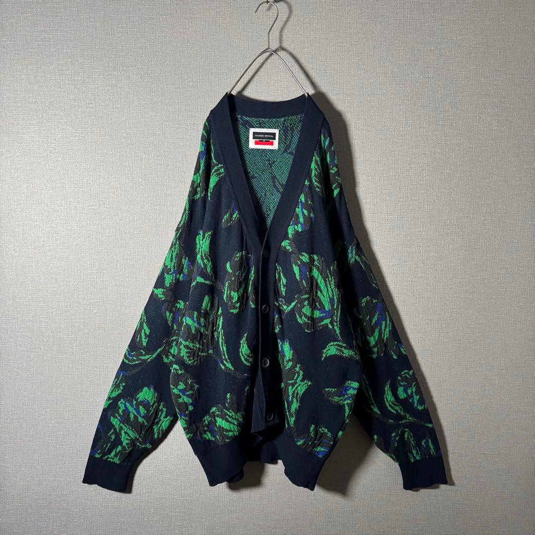 人気デザイン★MAISON SPECIAL 花柄 総柄 カーディガン XL程度