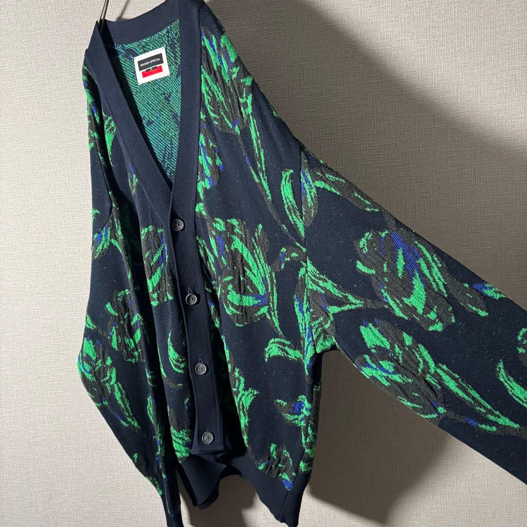 人気デザイン★MAISON SPECIAL 花柄 総柄 カーディガン XL程度