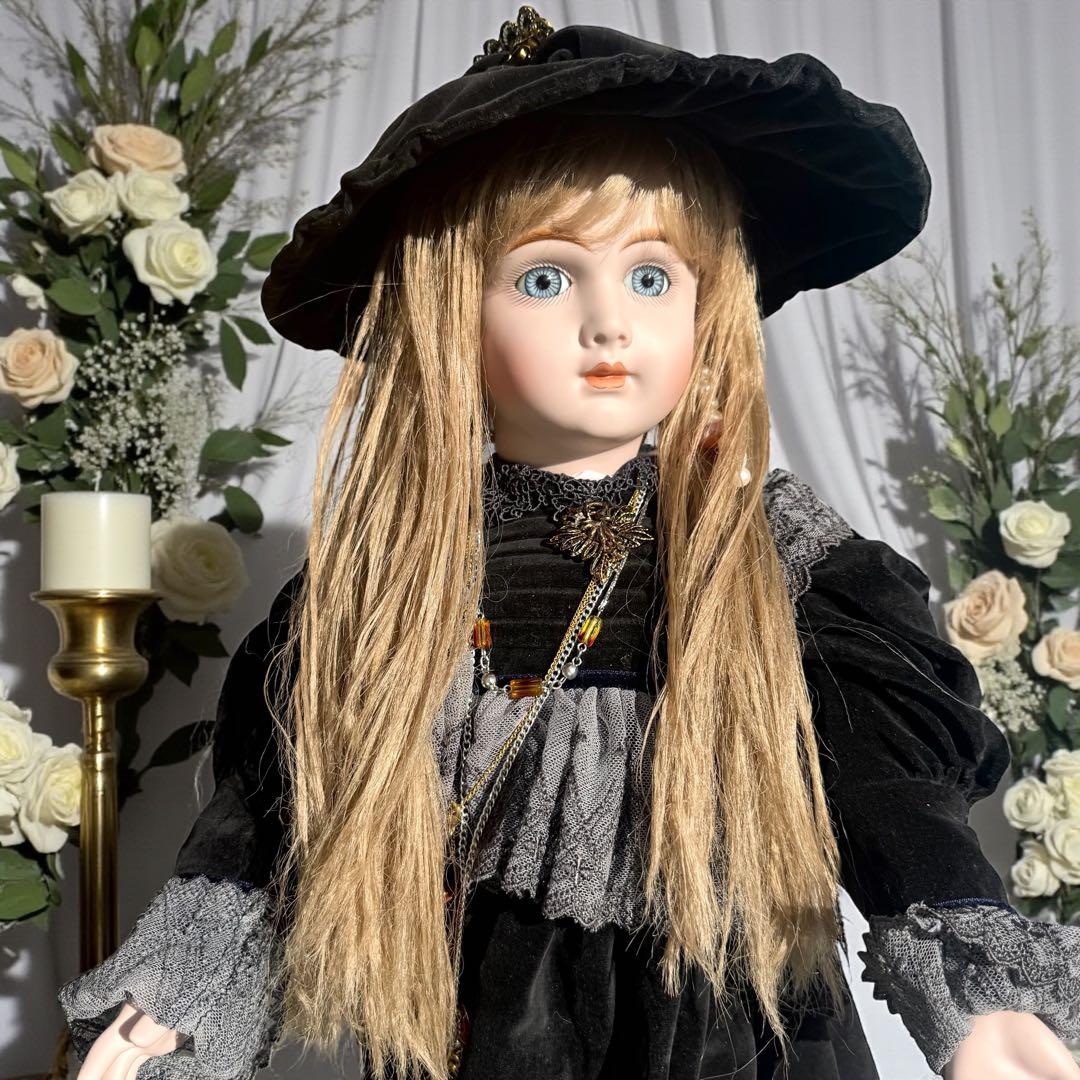 ビスクドール アーテー AT リプロ ブラック ベルベット ロングドレス ボネ