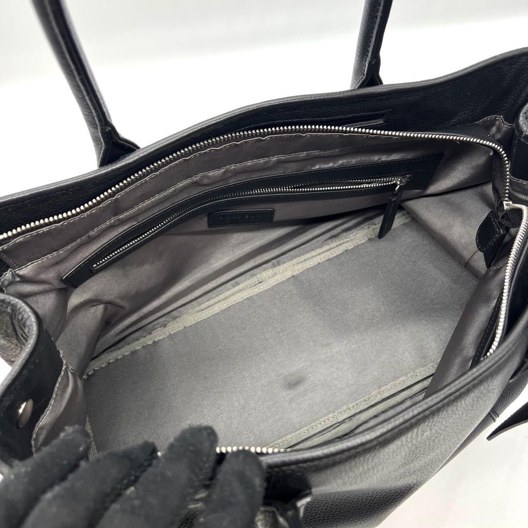 バーニーズニューヨーク　トートバッグ　シボ革　オールレザー　黒　肩掛け　A4