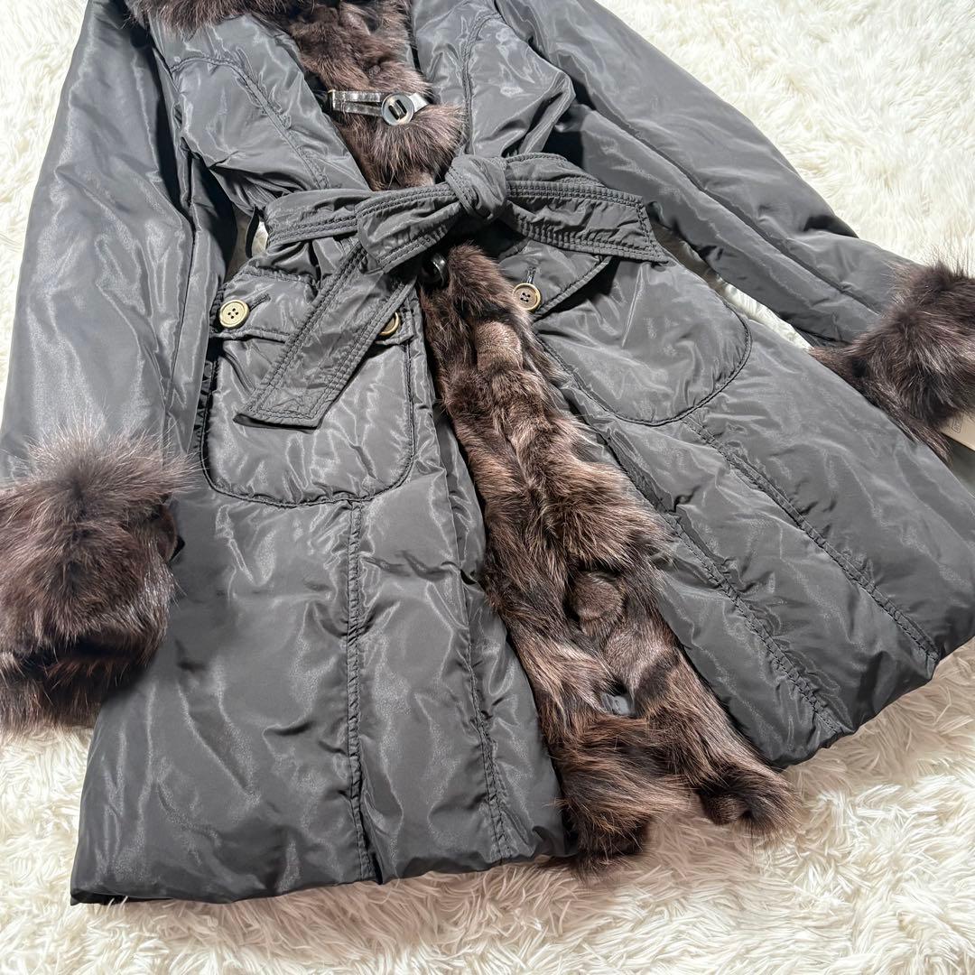 未使用タグ付　Beshela ブルーフォックス　ファー　ダウンコート　ブラック