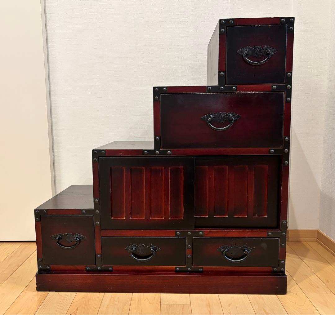 階段箪笥 インテリア 昭和レトロ 和箪笥 民芸調家具 アンティーク　②