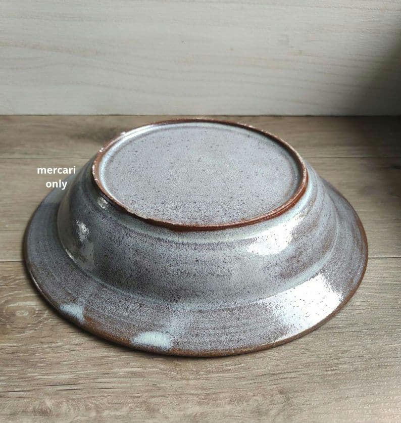 【じゅんさま専用です】薄灰茶　象嵌リーフ深皿26.5cm2枚・湯のみ二つ