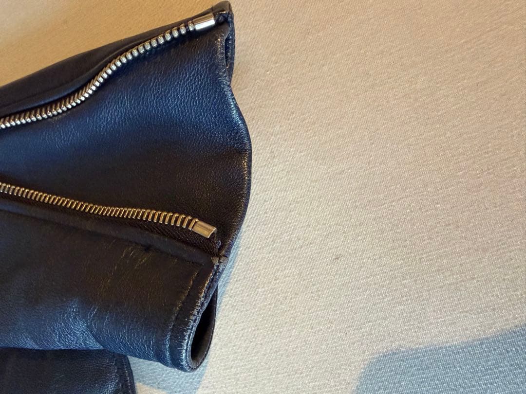 PSポールスミス　ダークブルー レザー シングルライダースジャケット