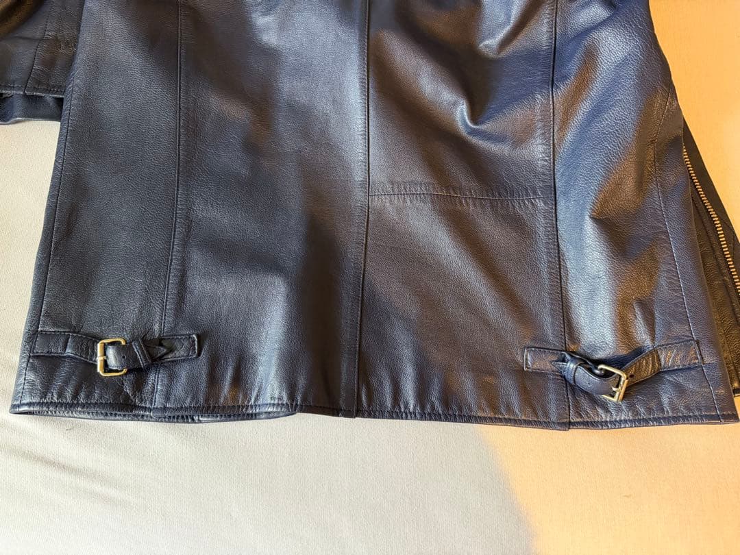 PSポールスミス　ダークブルー レザー シングルライダースジャケット