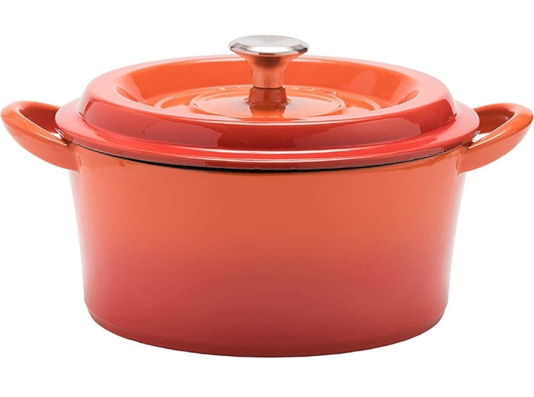 グッドプラス キャストポット 20cm オレンジ 鋳物ホーロー鍋 無水調理