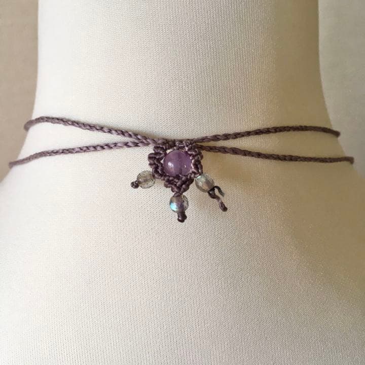 【未使用品】〈一点物〉～光の道しるべ〜ラブラドライトのマクラメネックレス