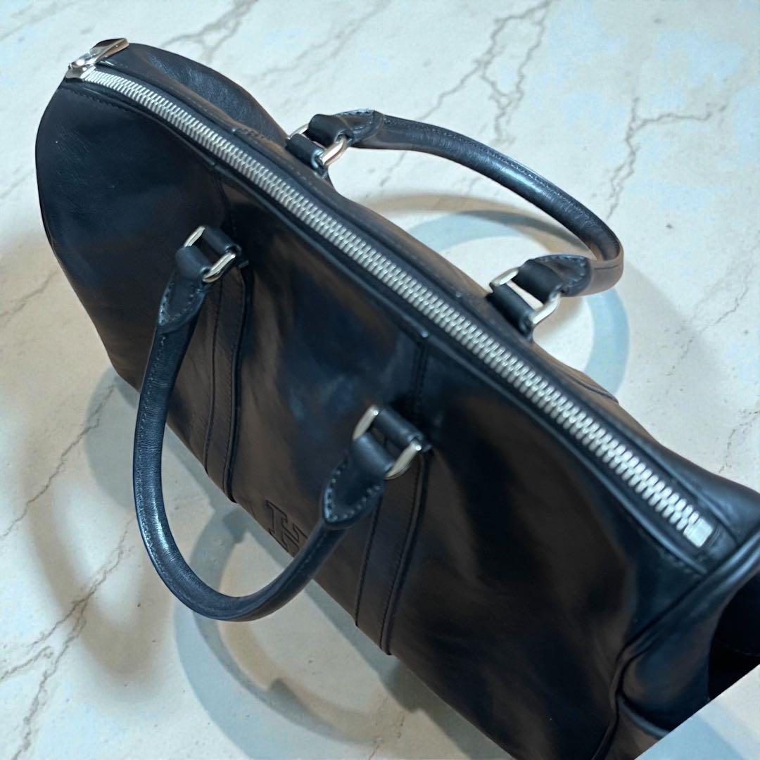 アイビー様美品 HIROFU ヒロフ ロゴ型押し レザー ミニ ボストンバッグ