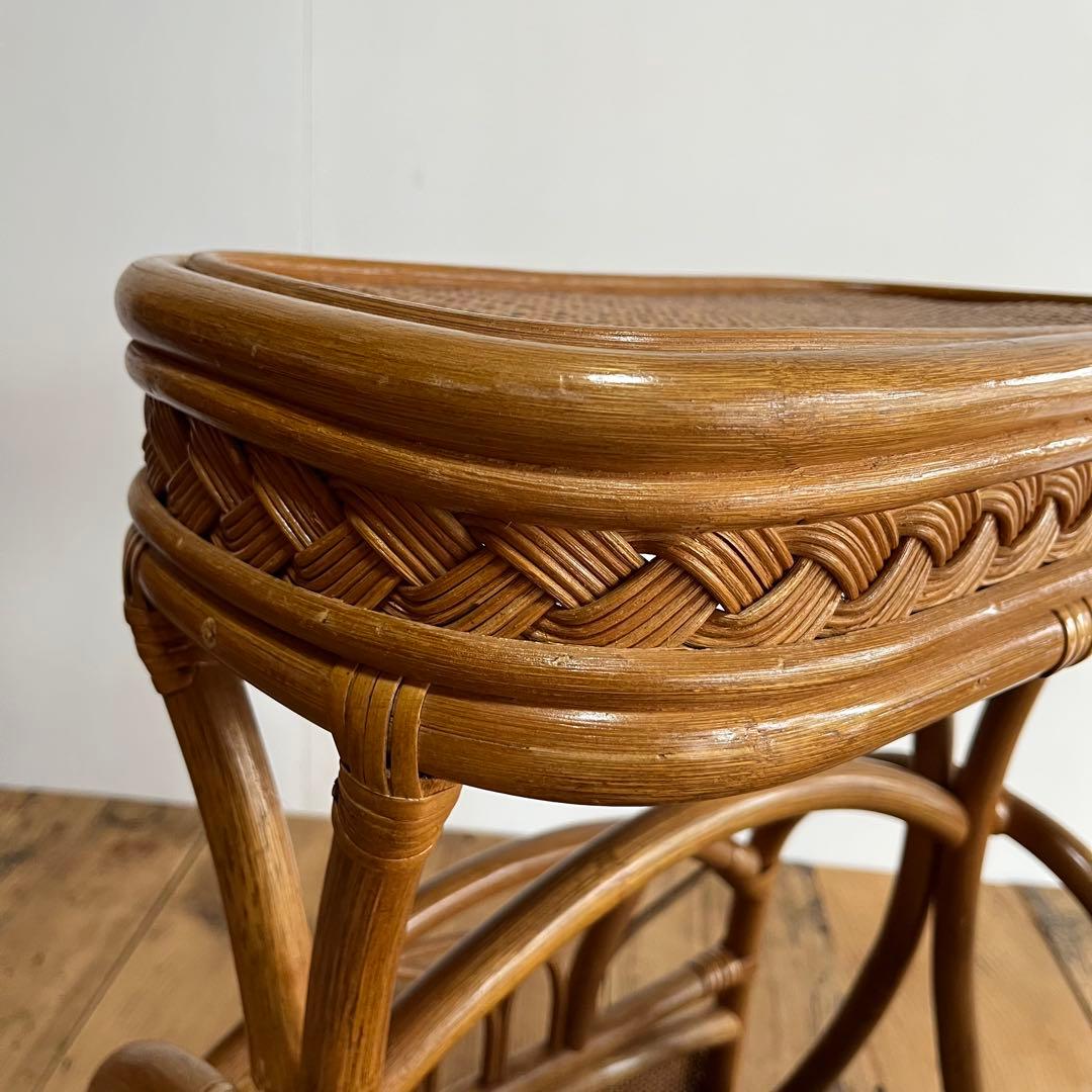 2点セット ヴィンテージ ラタン 籐 ラック 植物台 z655