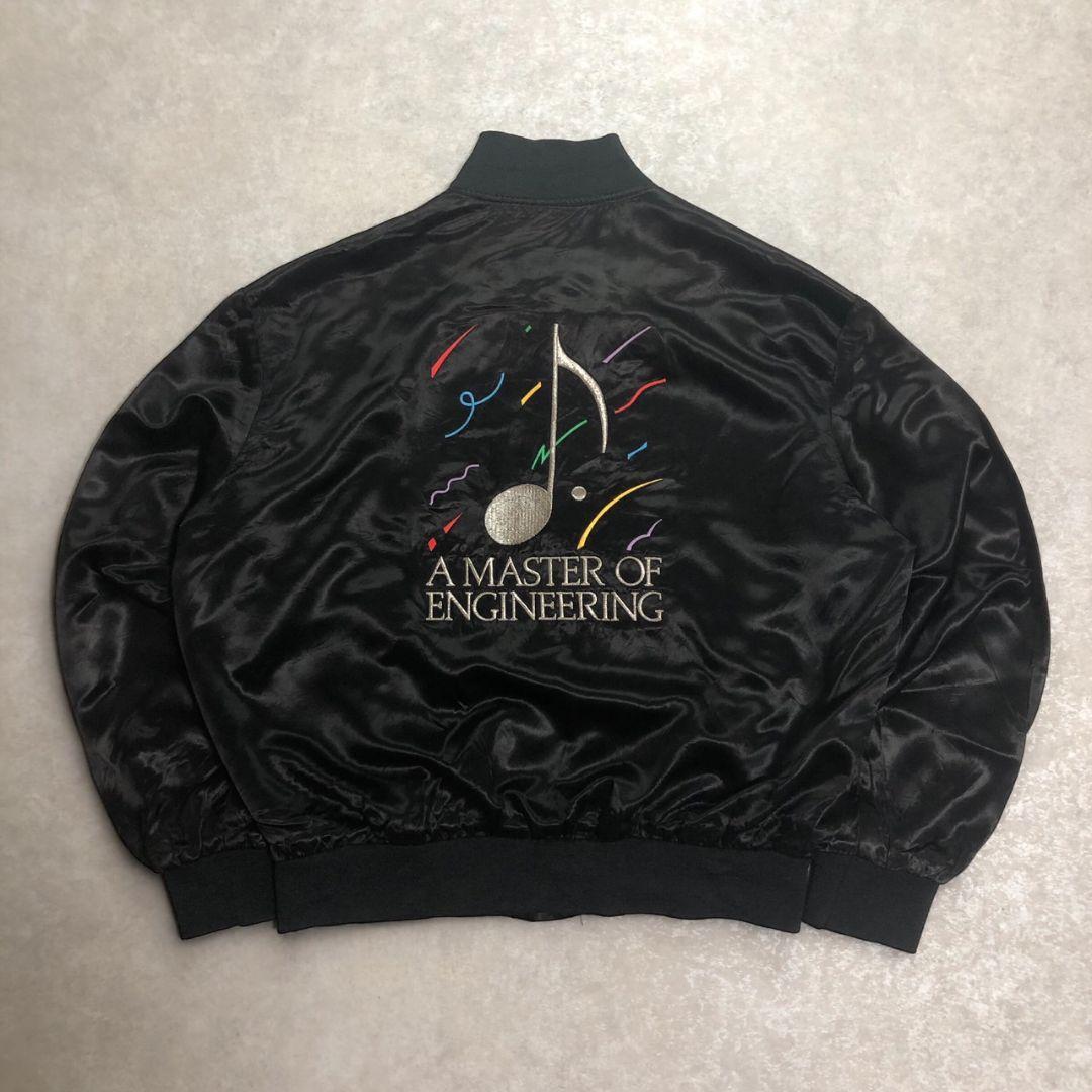 80-90sヴィンテージUSA製サテンスタジャンスカジャン刺繍　短丈ショート丈