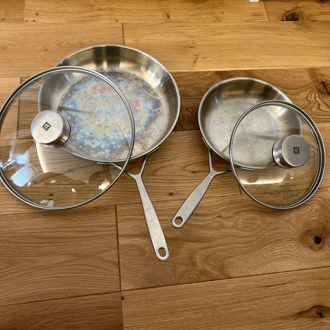 ツヴィリング ステンレス フライパン＋蓋セット2個