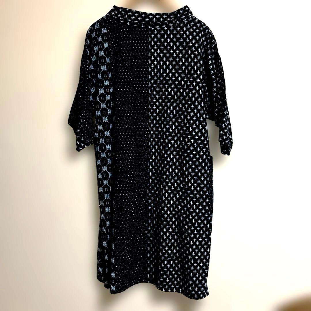 着物リメイク　久留米絣　チュニック ワンピース　パッチワーク