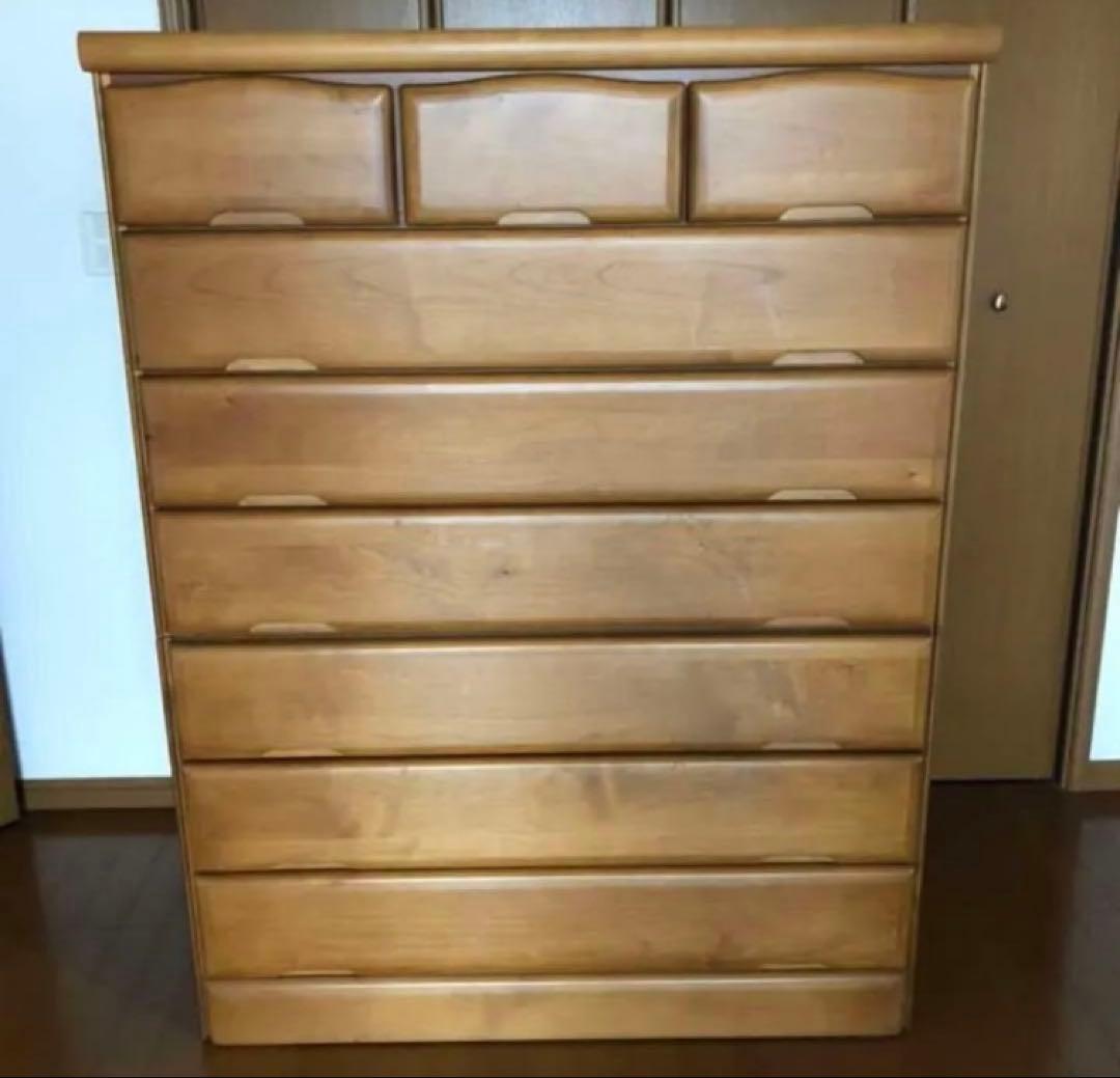 アルダー無垢材7段チェスト タンス(引取歓迎)