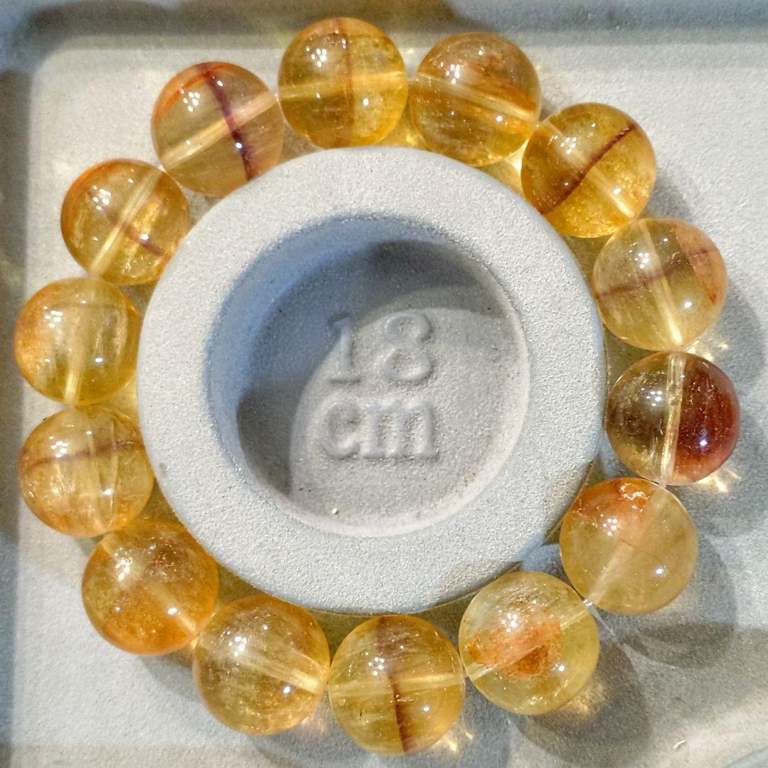 ★パープルストライプゴールデンフローライト 16.5ミリ珠ブレスE(SA)