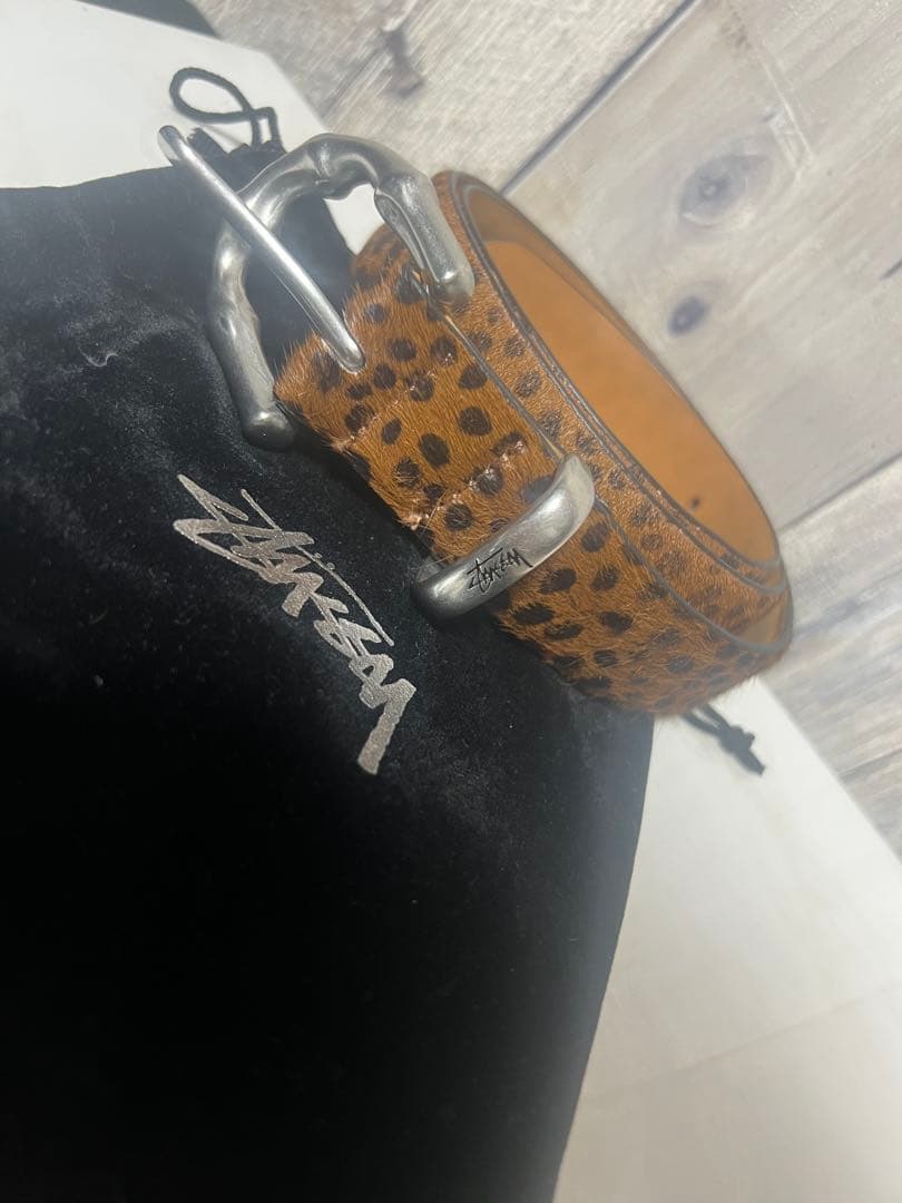 stussy ベルト　レオパード　Bamboo Buckle Belt