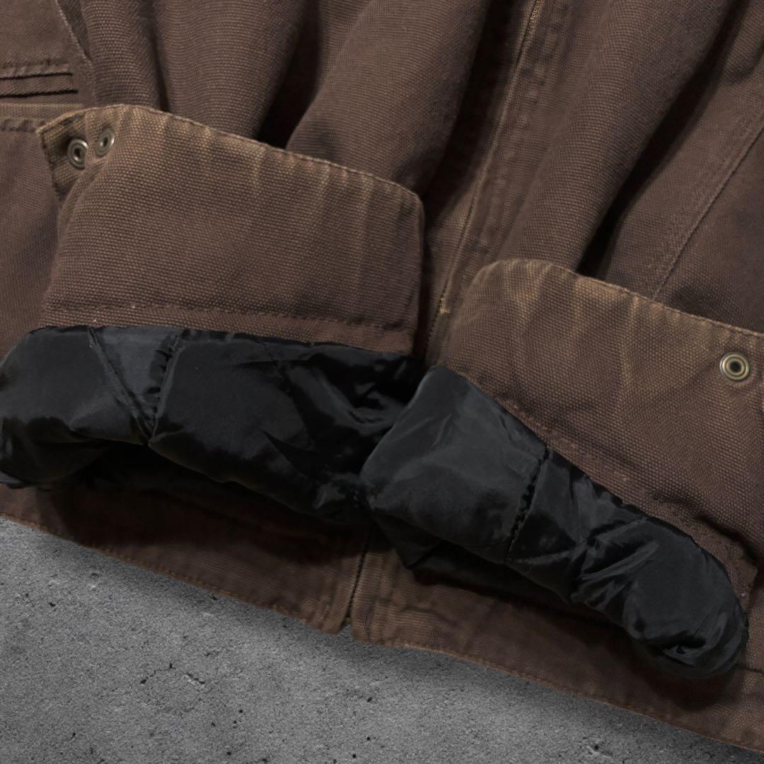 デトロイト企業ロゴブラウンXL中綿ダック生地短丈ワークジャケットトライマウンテン