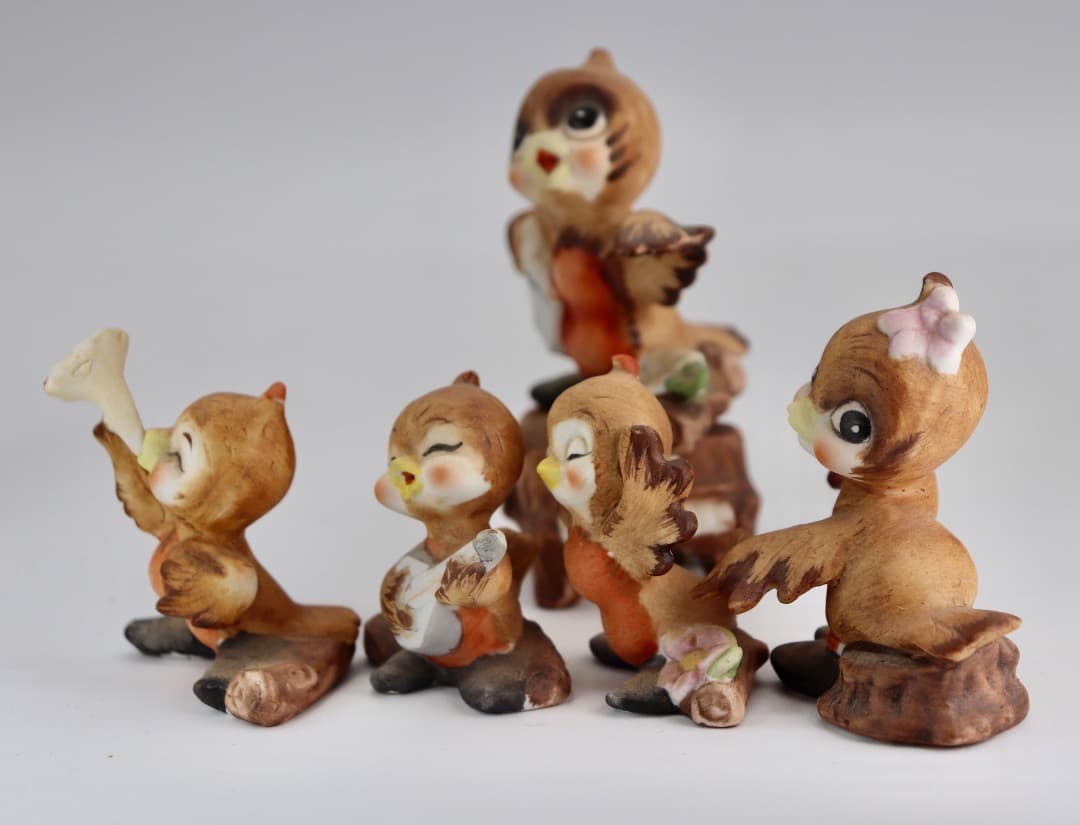 陶器製ジョセフ（ヨセフ・オリジナル）小さな可愛い小鳥の置物 6体セット