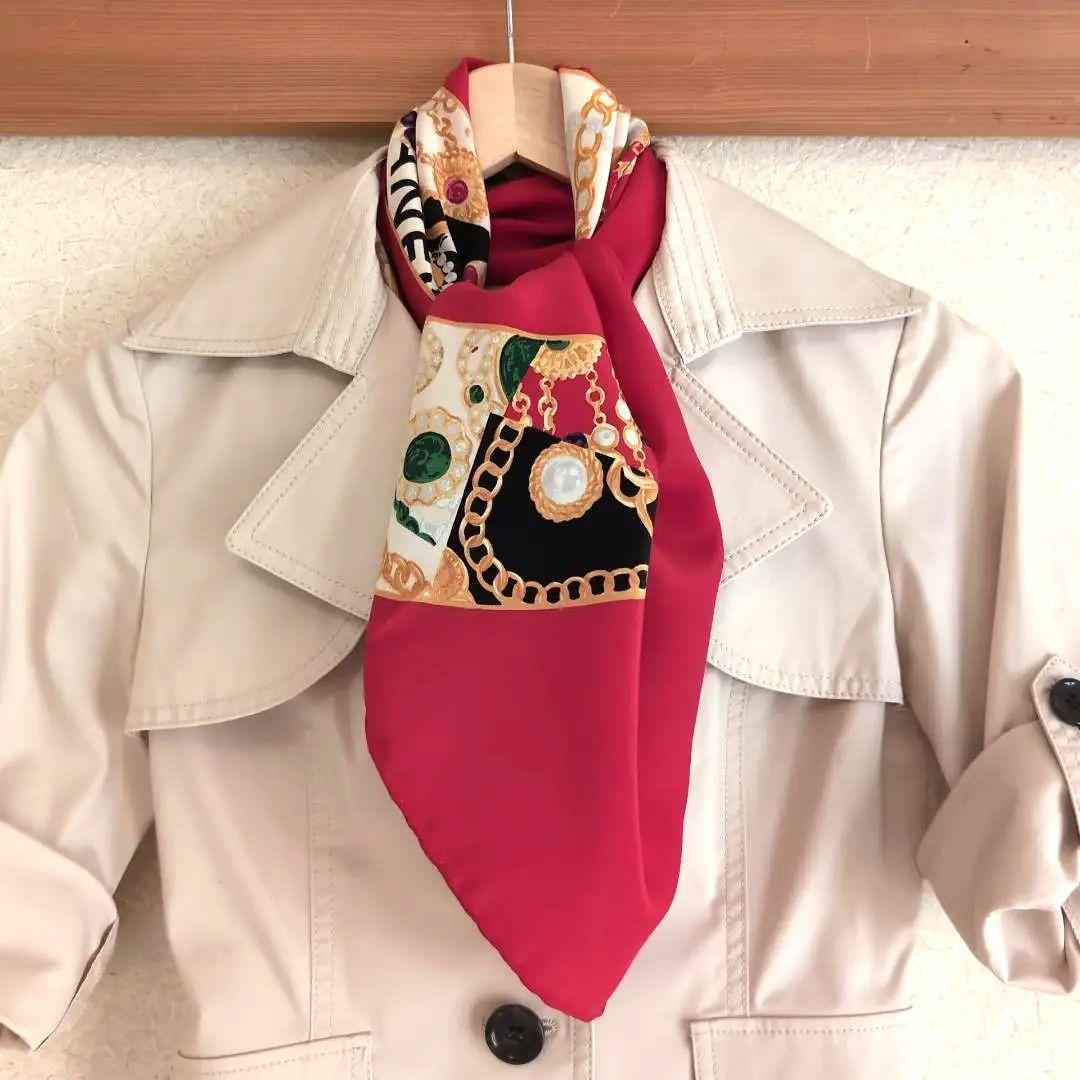 CHANEL ココマーク 宝石柄 大判スカーフ 85×85 ジュエリー d137