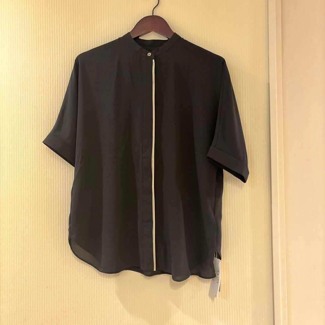 ICB 5分袖バンドカラーブラウス 9号 新品　黒