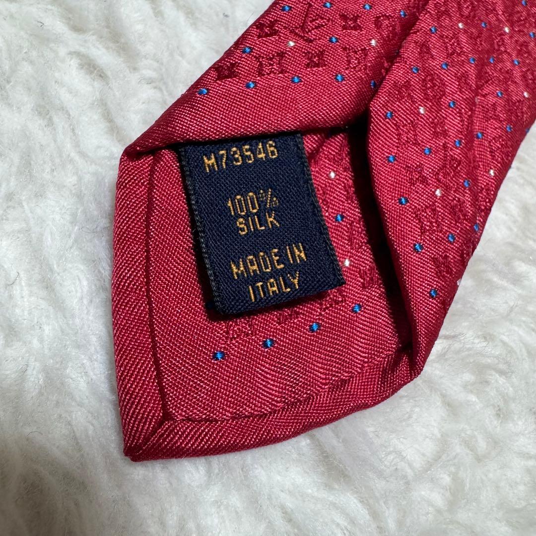 美品！ルイヴィトン 現行　ネクタイ レッド　ドット　モノグラム　クラヴァット