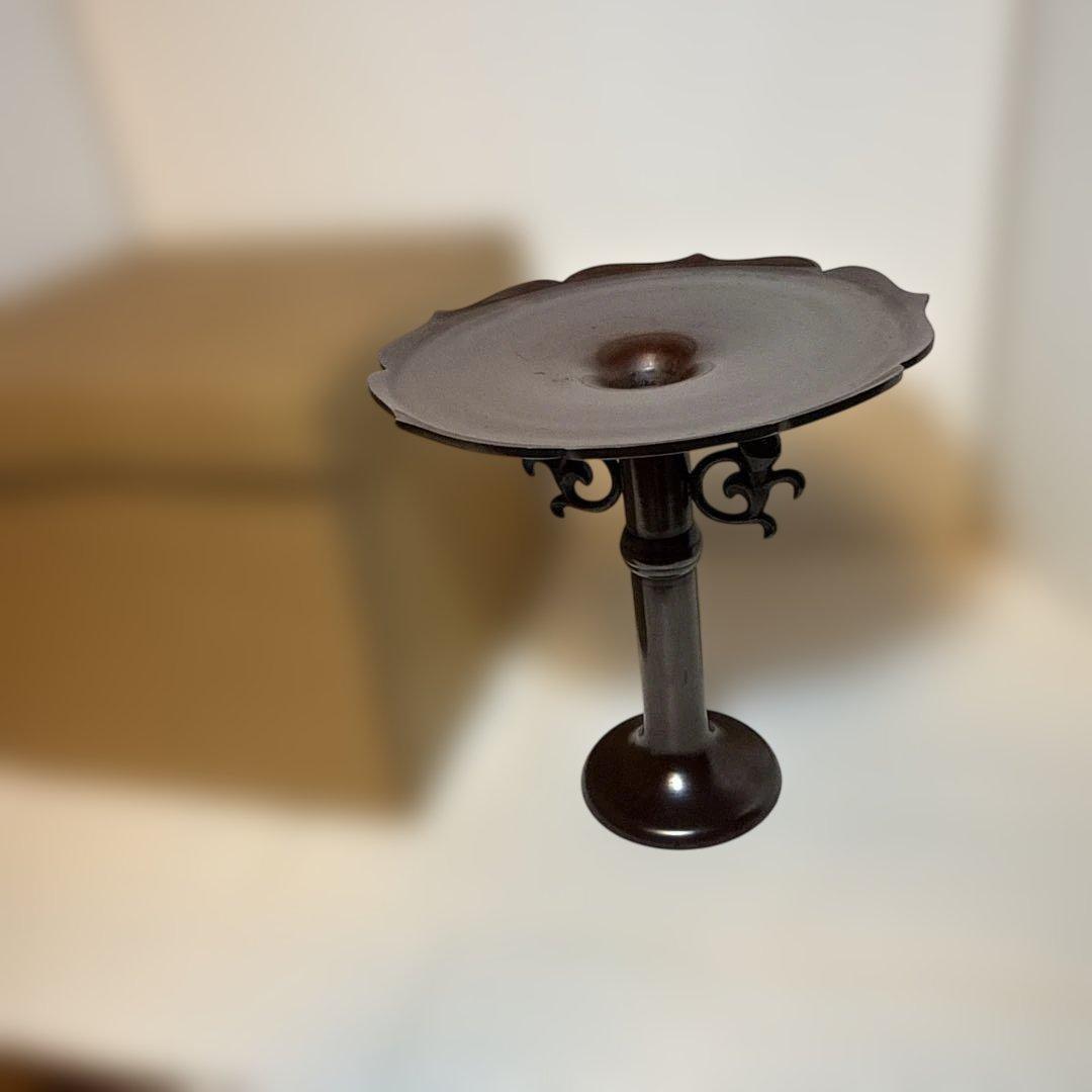 茶道具　花瓶　フラワーベーススタンド 桔梗　ダークブラウン