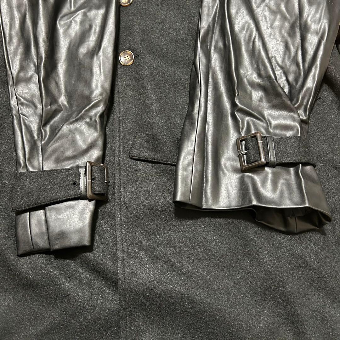 【完売品】Ellno Loset ビーガンレザー切り替えトレンチコート