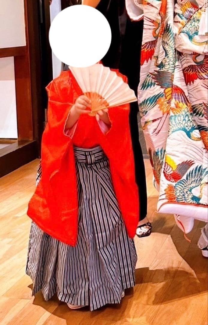 七五三 5歳 男の子 男児 着物 羽織 袴 七五三フルセットレトロ　赤色袴