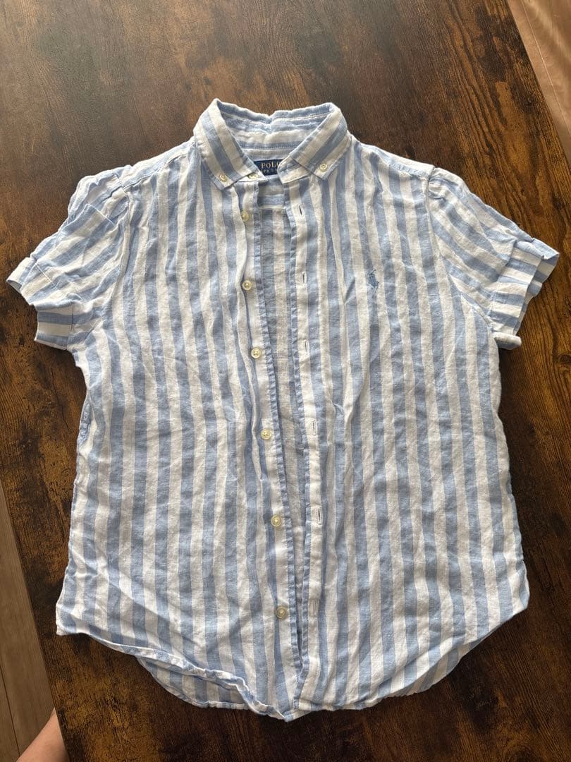 Polo Ralph Lauren 半袖シャツ 青白ストライプ