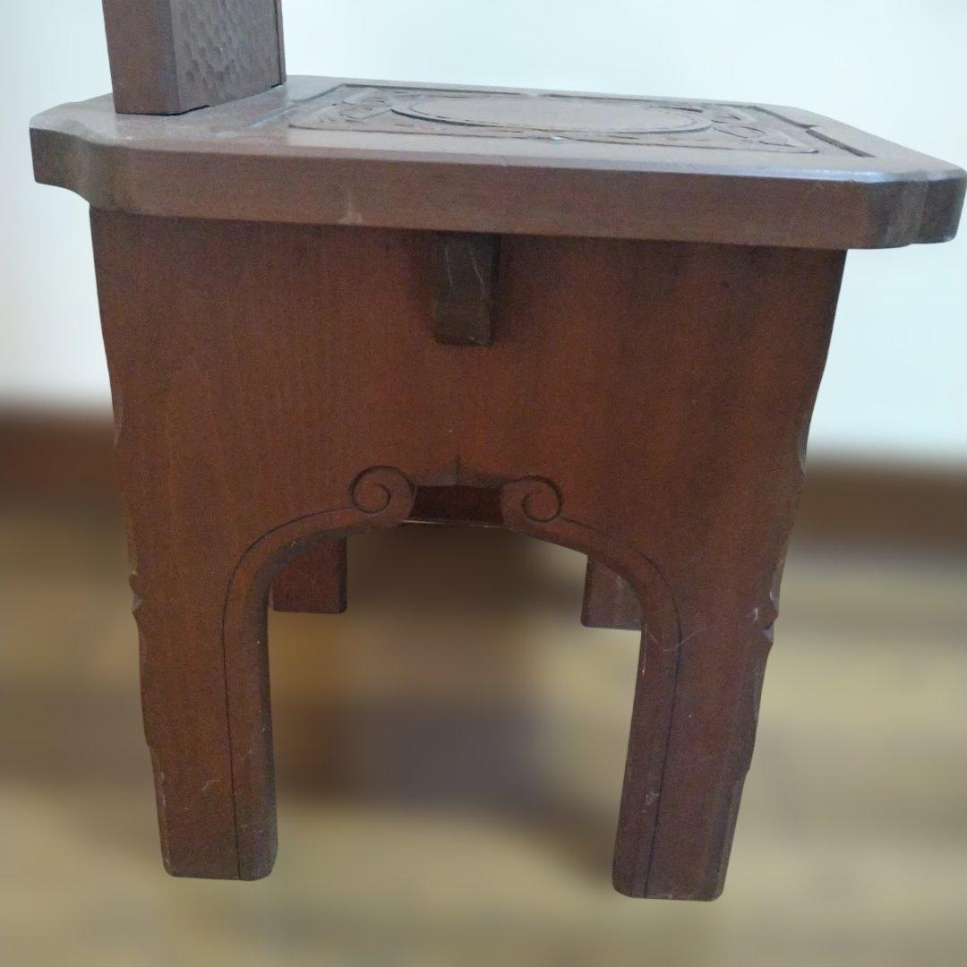 昭和　ヴィンテージ　アンティーク　木製　彫刻　椅子