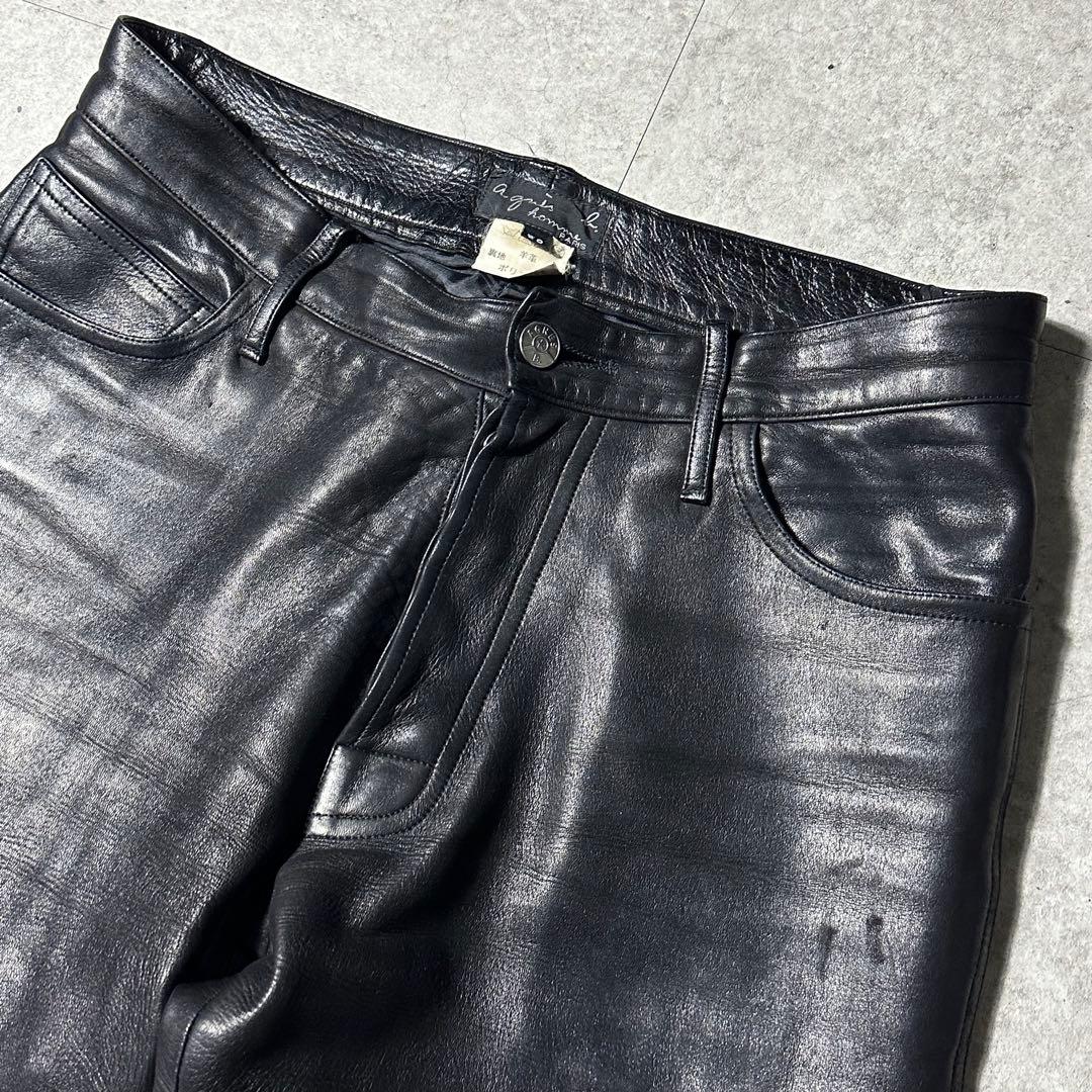 agnes b homme ラムレザーパンツ 38 黒