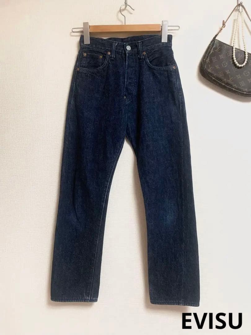 EVISU エヴィス デニムパンツ 濃紺 赤 刺繍 カモメ 28×35