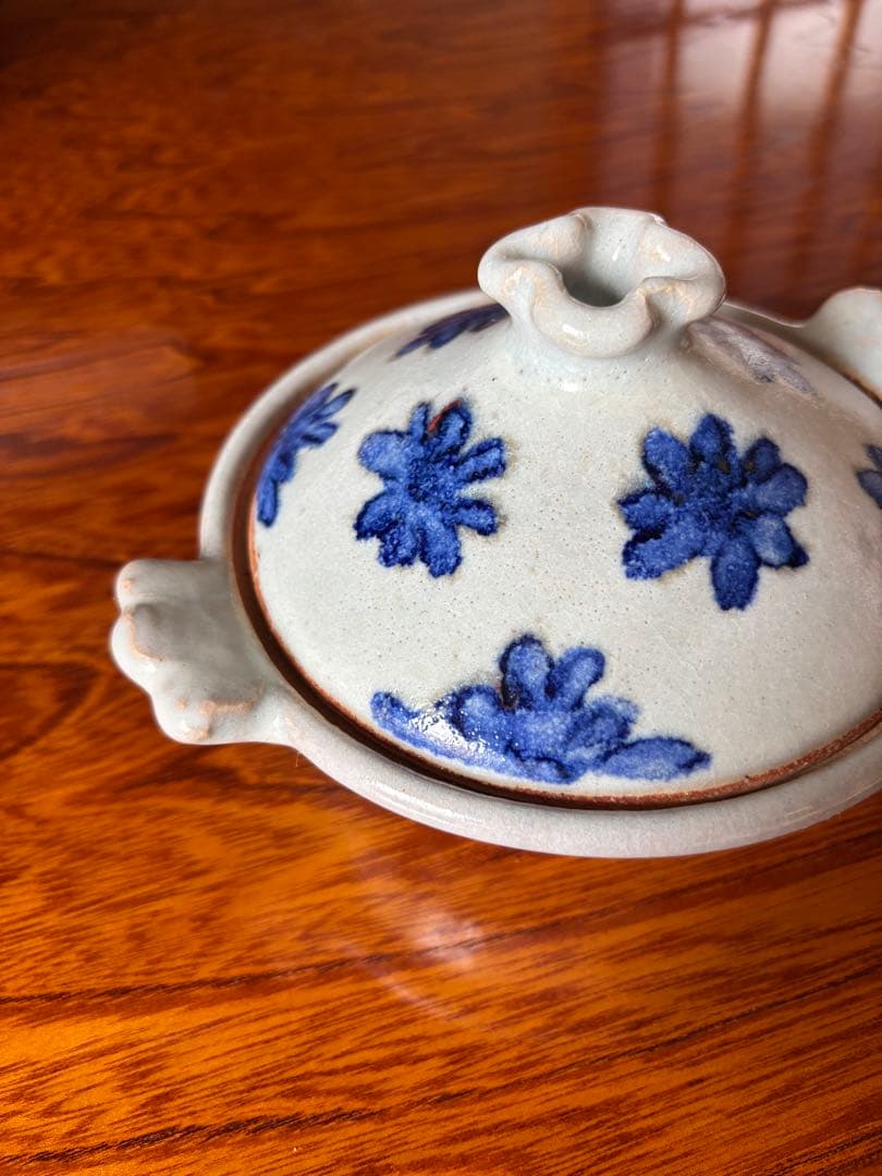 稲葉直人 青白釉花紋土鍋 一人用