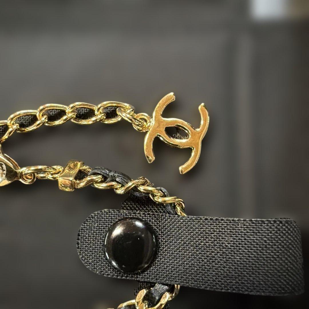CHANEL ゴールド ブラック チェーンブレスレット