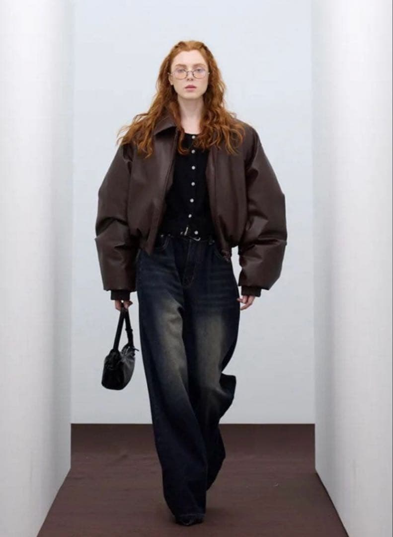 善*逸様 ダークブラウン レザー クロップドジャケット Acne Studios