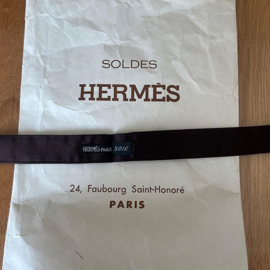 shimoyamadaHERMÈS ダークブラウン 蝶ネクタイ シルク