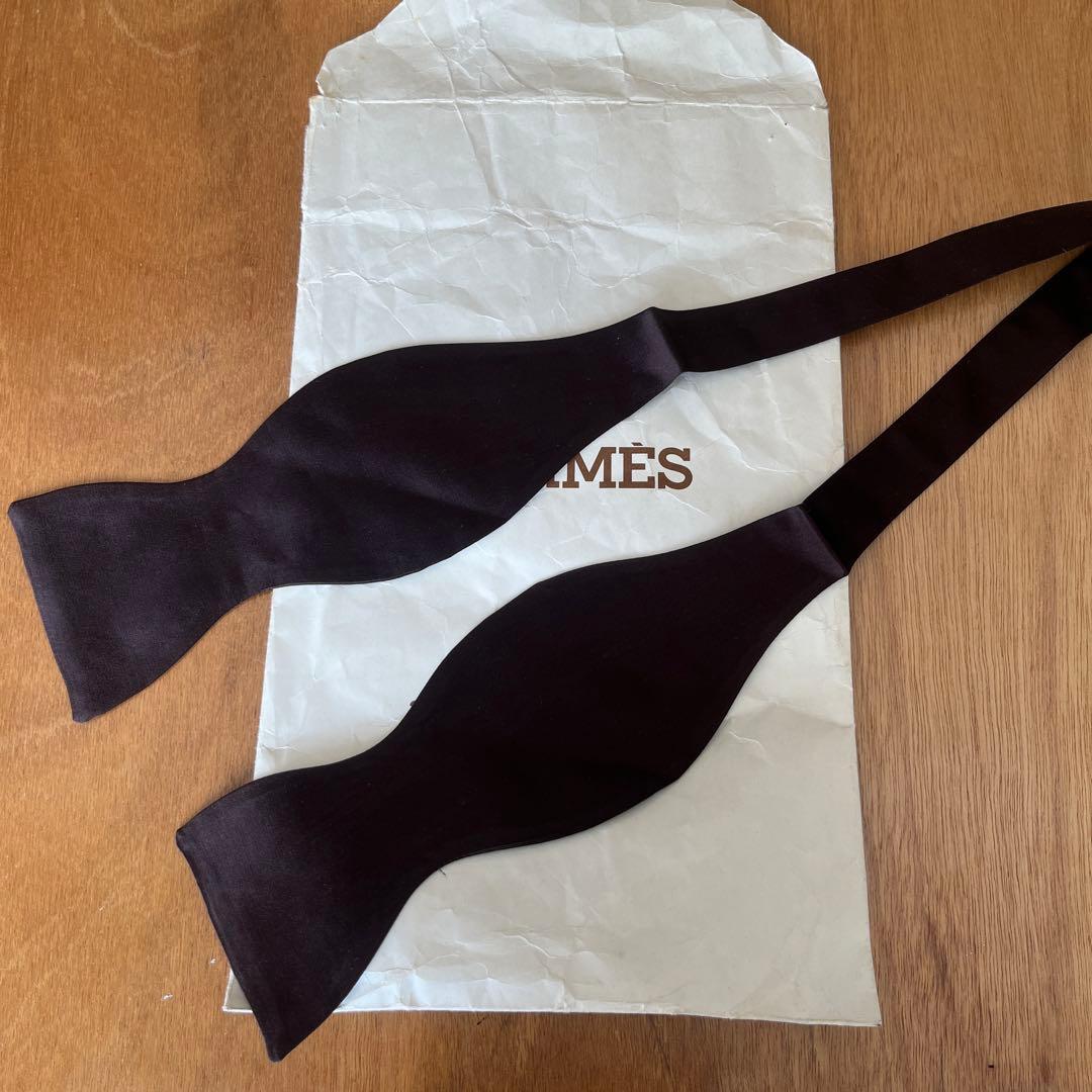 shimoyamadaHERMÈS ダークブラウン 蝶ネクタイ シルク