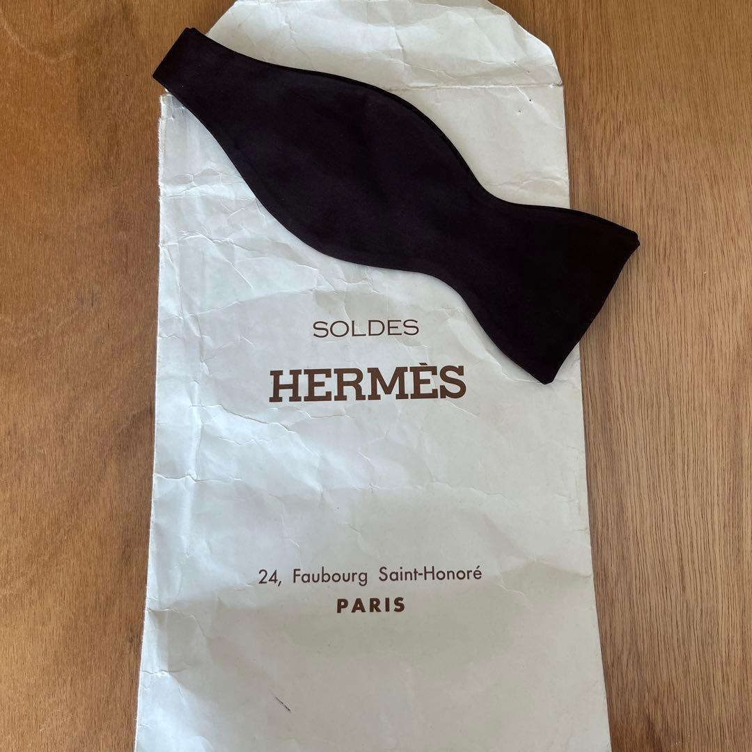 shimoyamadaHERMÈS ダークブラウン 蝶ネクタイ シルク