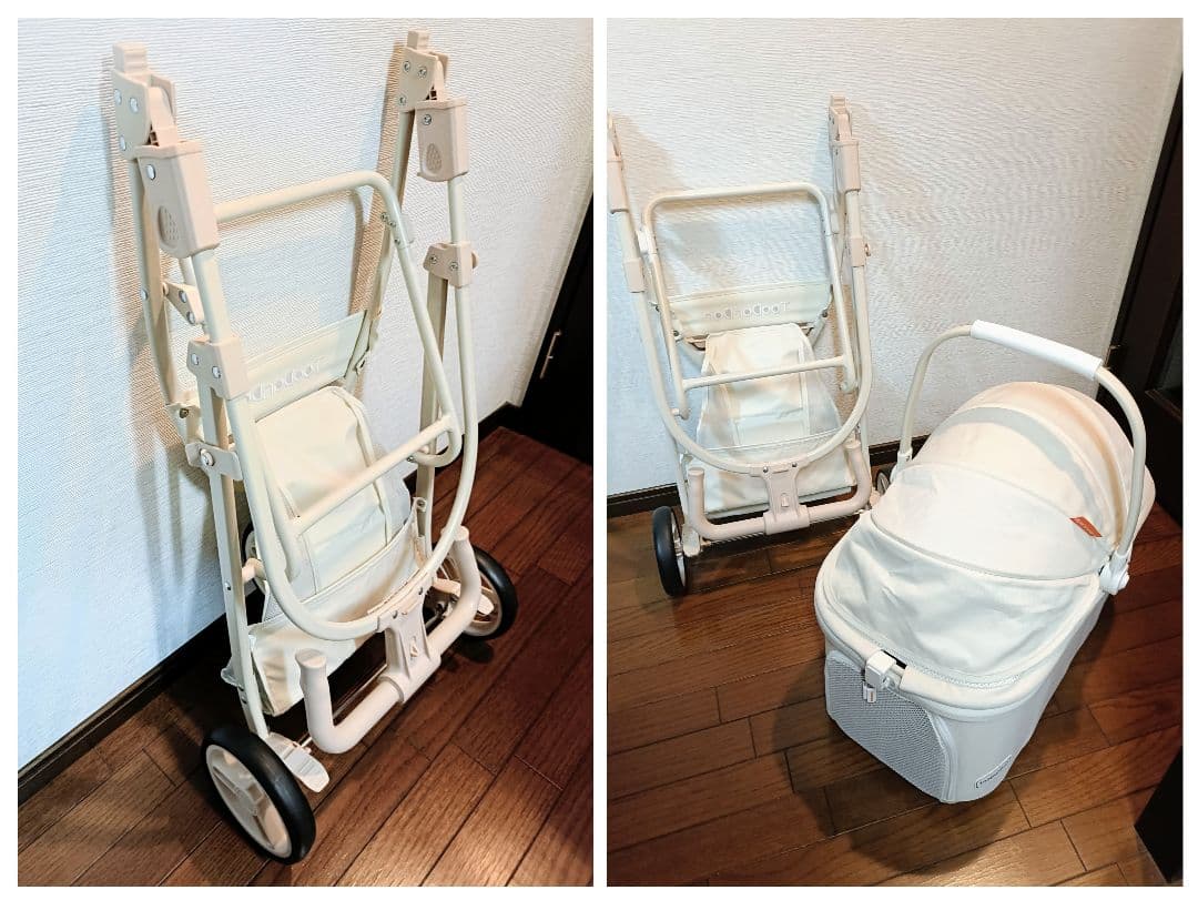 ✱美品✱ ペットカート クリーミーホワイト 分離型 軽量 折りたたみ 3輪