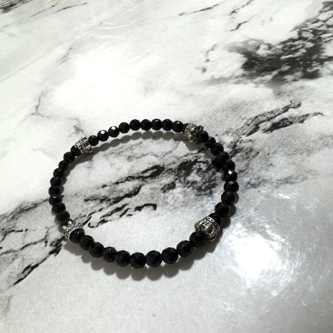 Justin Davis 風 ブレスレット　オニキス　クラウン