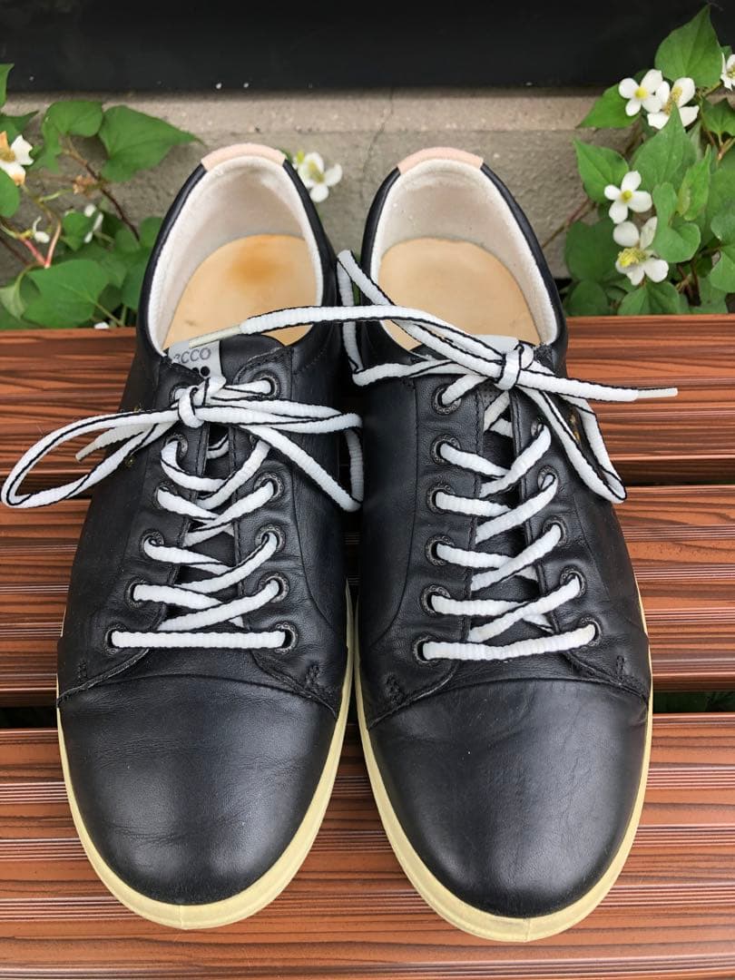 345番 超美品ecco ゴルフシューズ 黒 39 24.5cmスパイクレス