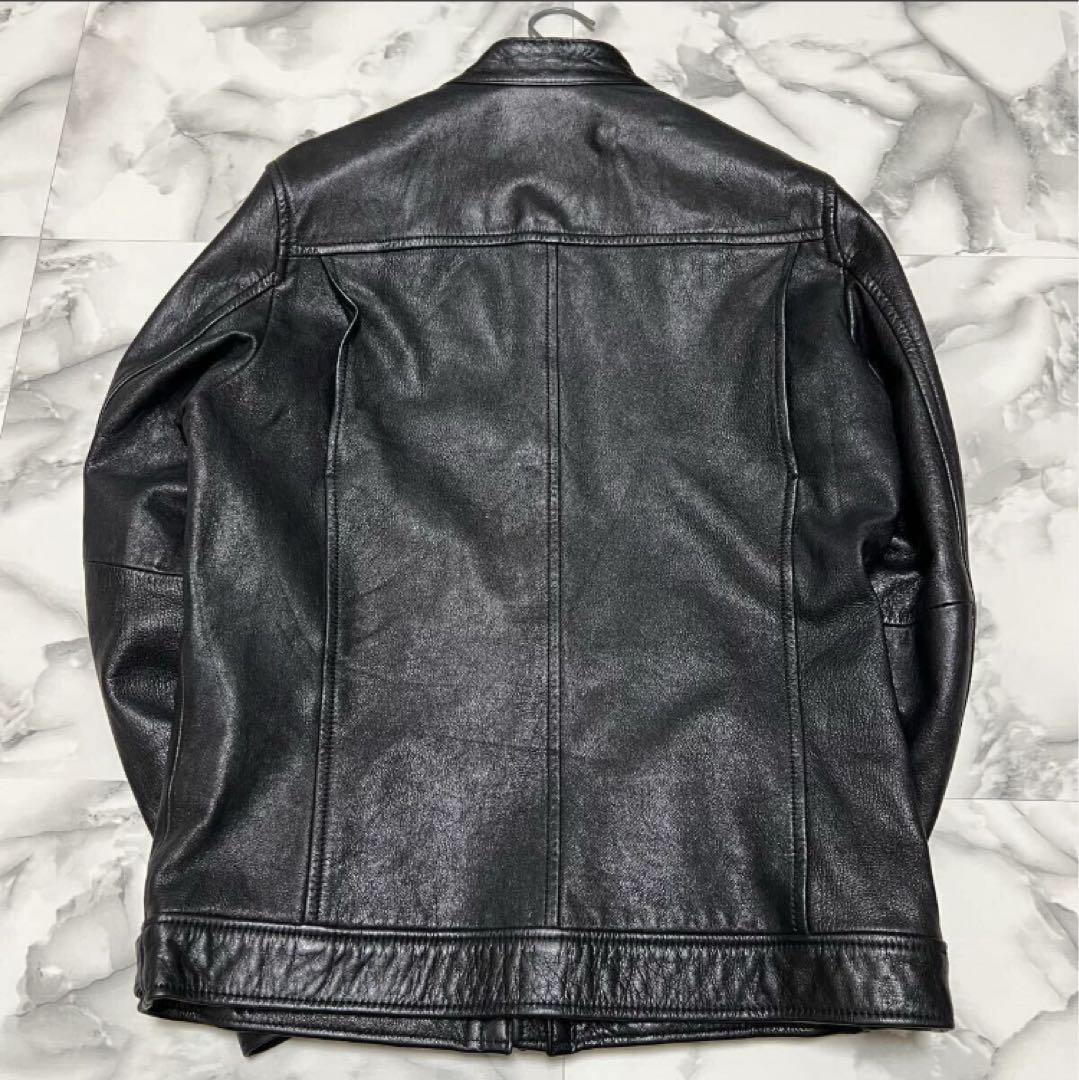 【美品】MEN'S BIGI ブラック リアルレザーライダースジャケット L