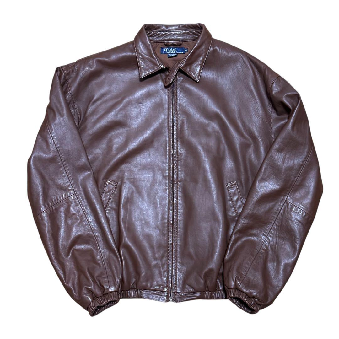 90s polo ラルフローレン　スイングトップ　レザージャケット