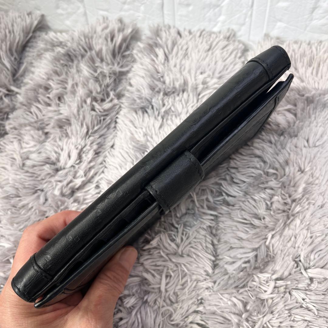 美品✨GUCCI シマ　ロゴ金具　Wホック ブラック　メンズ　長財布