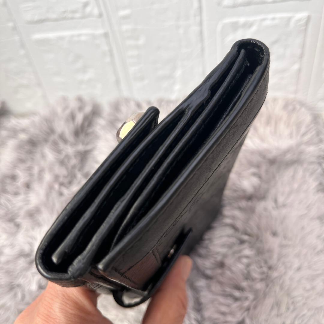 美品✨GUCCI シマ　ロゴ金具　Wホック ブラック　メンズ　長財布