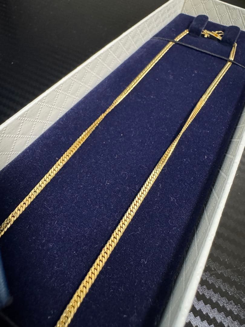 【スマイルさま専用】18KYG 6面ダブルチェーンネックレス　60cm 約10g