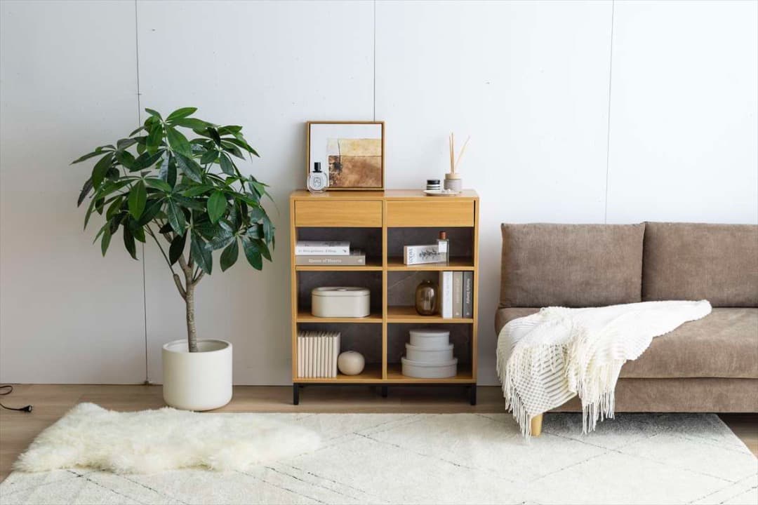 【送料無料】【幅70cm】引き出し付き本棚 木目調 ストーン調 収納 飾り棚