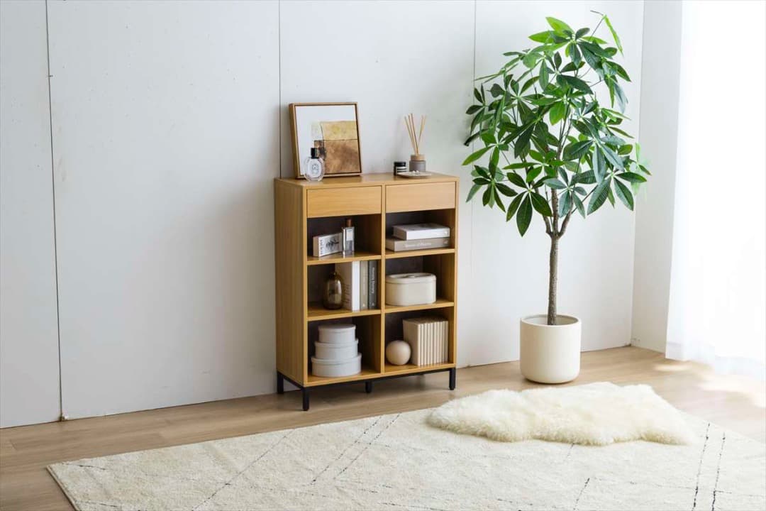 【送料無料】【幅70cm】引き出し付き本棚 木目調 ストーン調 収納 飾り棚