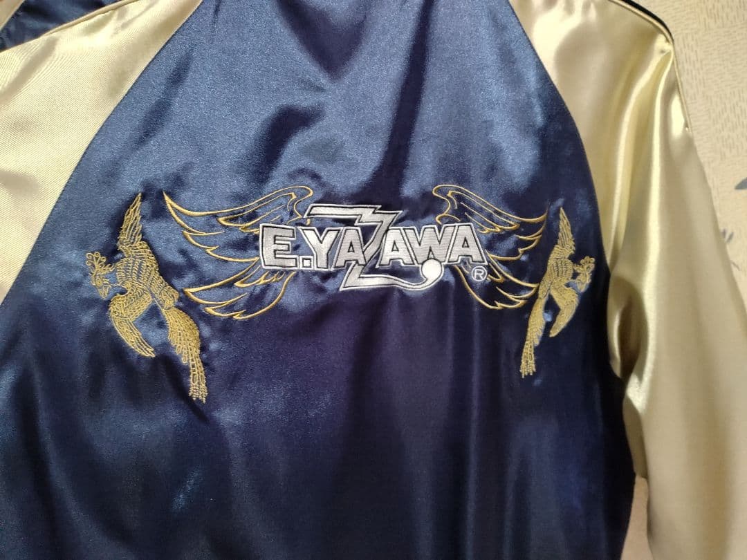 E.YAZAWA スカジャン ネイビー/アイボリー　ブルゾン　ジャンパー