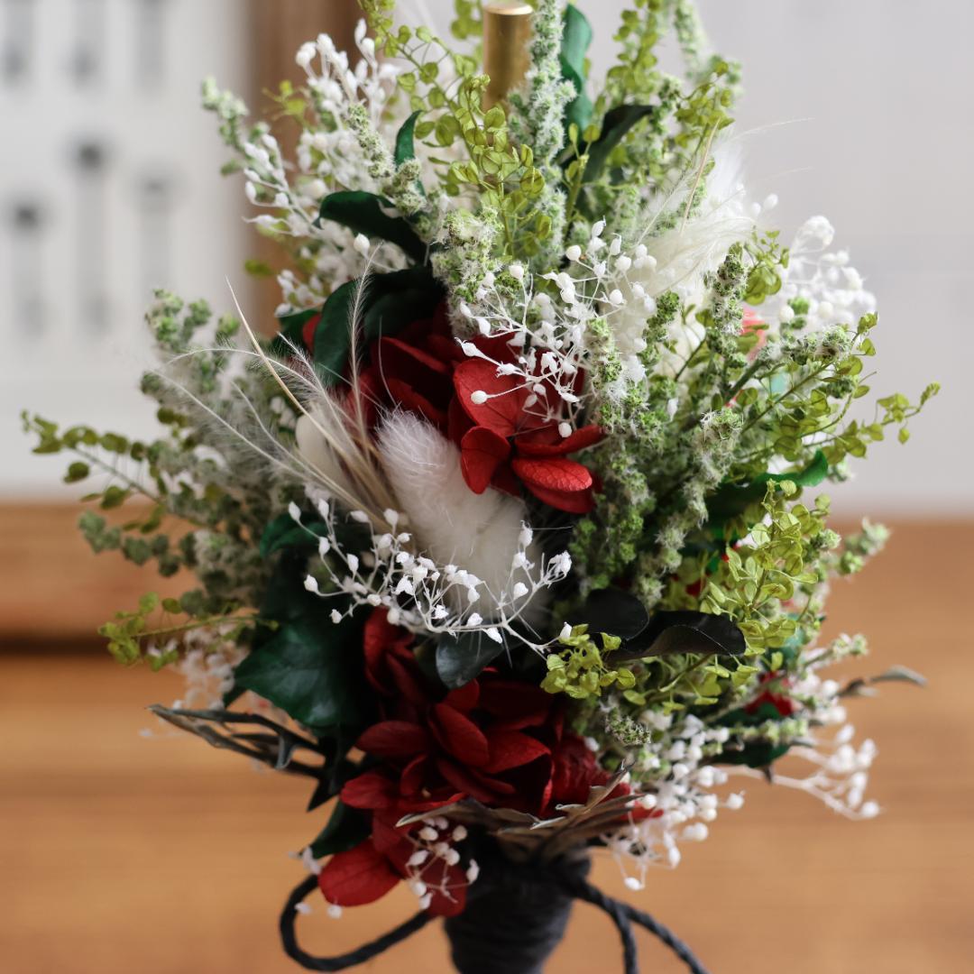 小さなクリスマスツリー黄緑*プリザーブドフラワー*真鍮*ドライフラワー